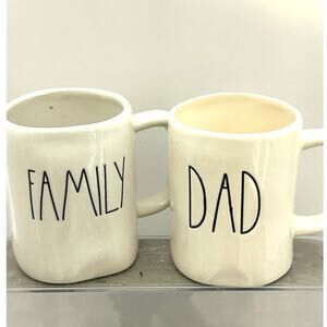 Rae Dunn FAMILY DAD Mug Set Farmhouse Coffee Cups Magenta Gift